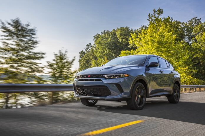 The front of the 2023 Dodge Hornet GT incorporates a “mail slot”